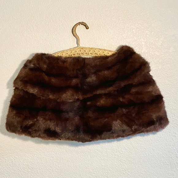 Vintage Real Mink Fur Stole, Bridal, Brown Fur Shawl, Brown Wrap Shawl - Picture 3 of 9